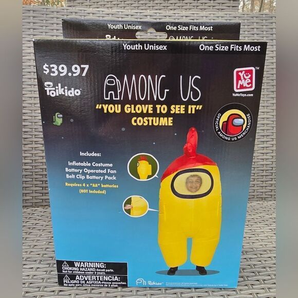 Among Us Inflatable Fancy-Dress Costume,   Regular Youth One Size Yellow - Picture 1 of 4